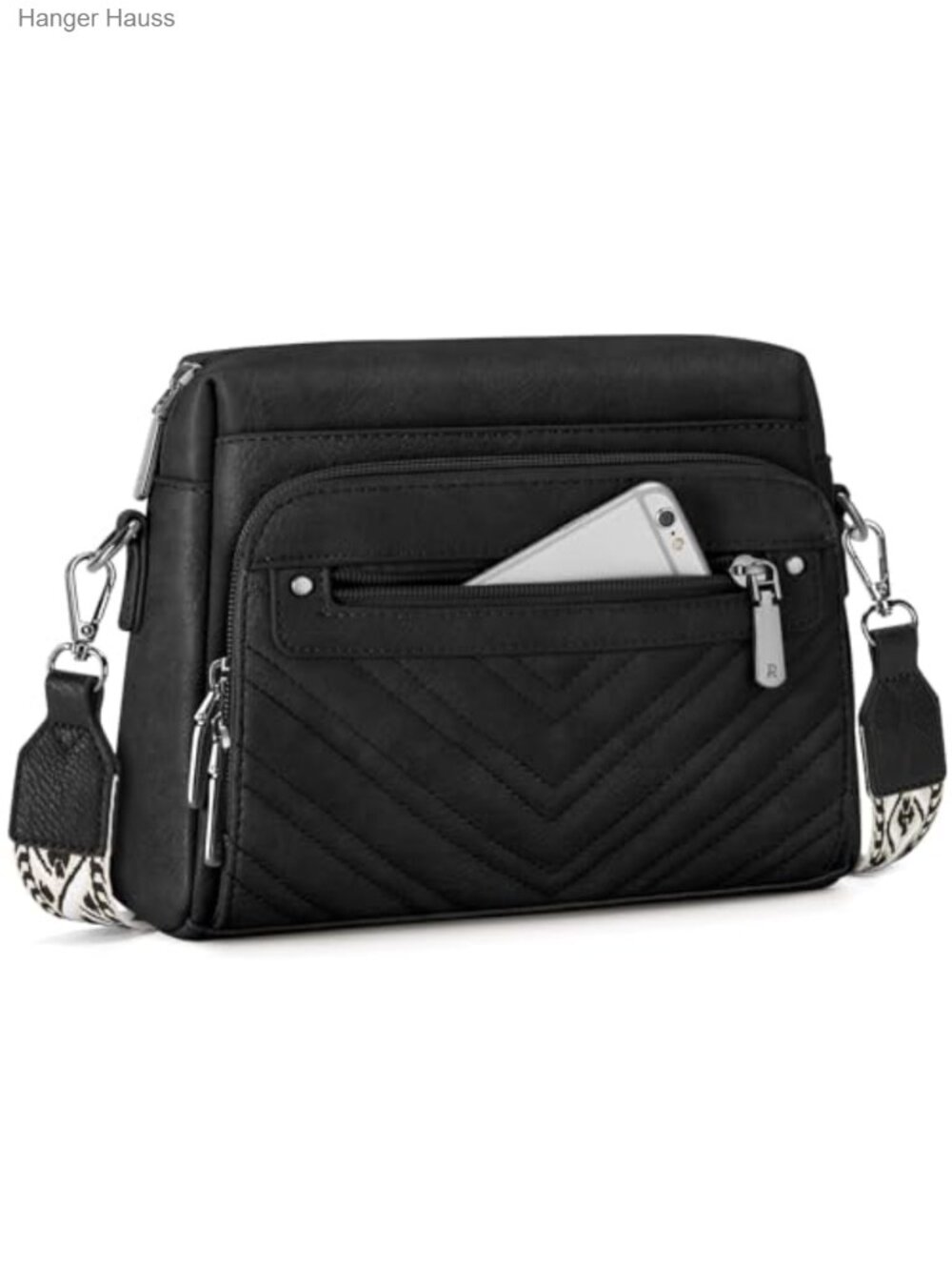 Women's Quilted PU Leather Crossbody Bag with Wallet Pocket and Adjustable Strap